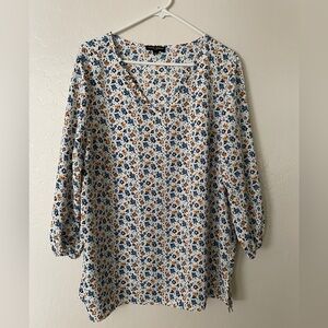 Mario Serrani Blue and Orange Floral Blouse